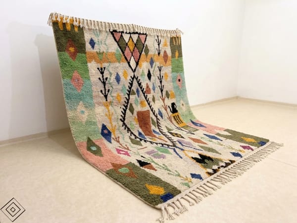 8x10 Wool Rug Multicolor Handmade Berber
