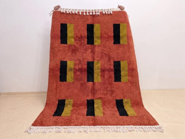 Area Rug, Handmade Terracotta Moroccan Berber Wool Shag