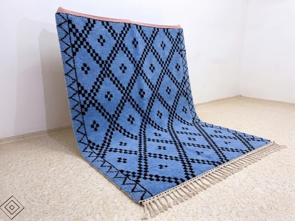 Moroccan Rug, Handmade Indigo Beni Ourain Wool