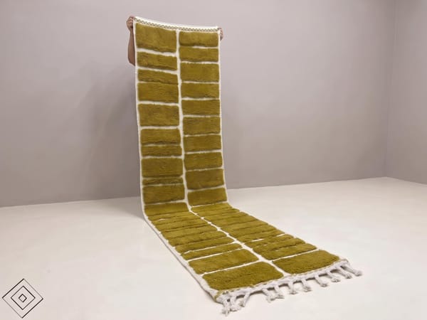 Housewarming Gift Mustard Checkered Moroccan Runner