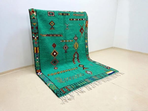 Personalized Gift Green Moroccan Rug, Handmade Wool