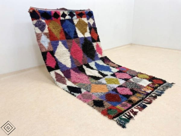 Area Rug, Colorful Vintage-Style Moroccan Berber Wool